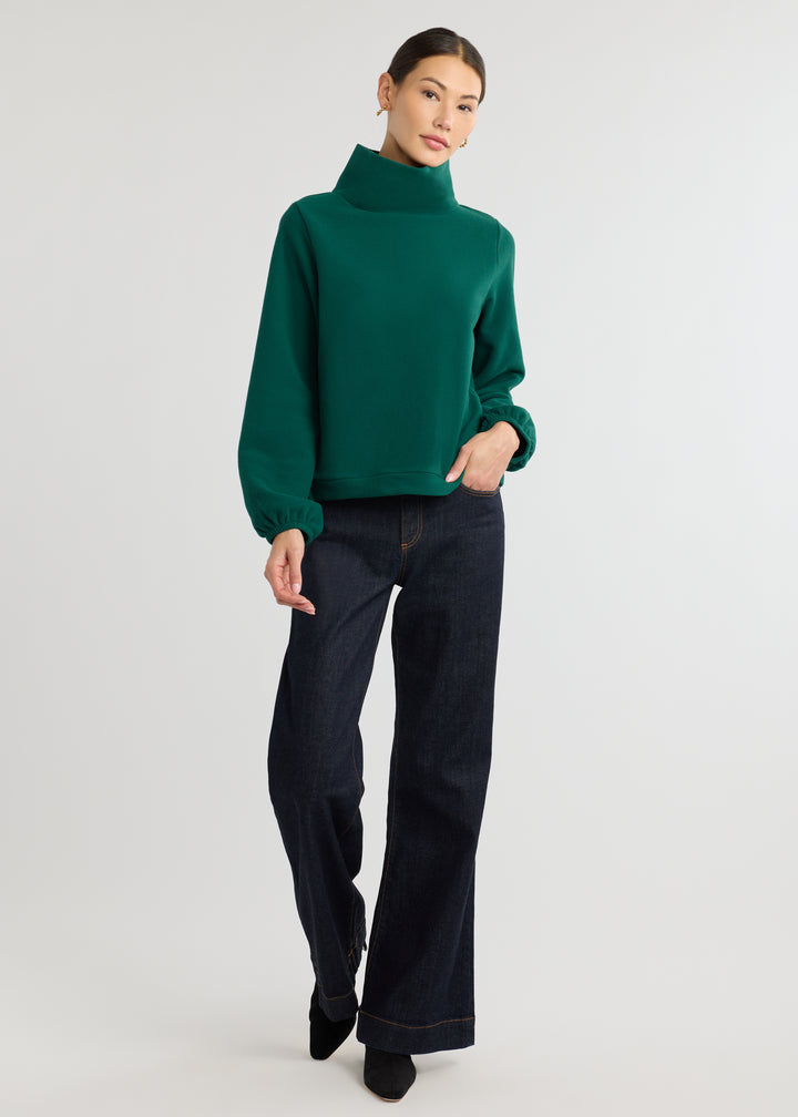 Grace Street Turtleneck in Vello Fleece (Emerald)