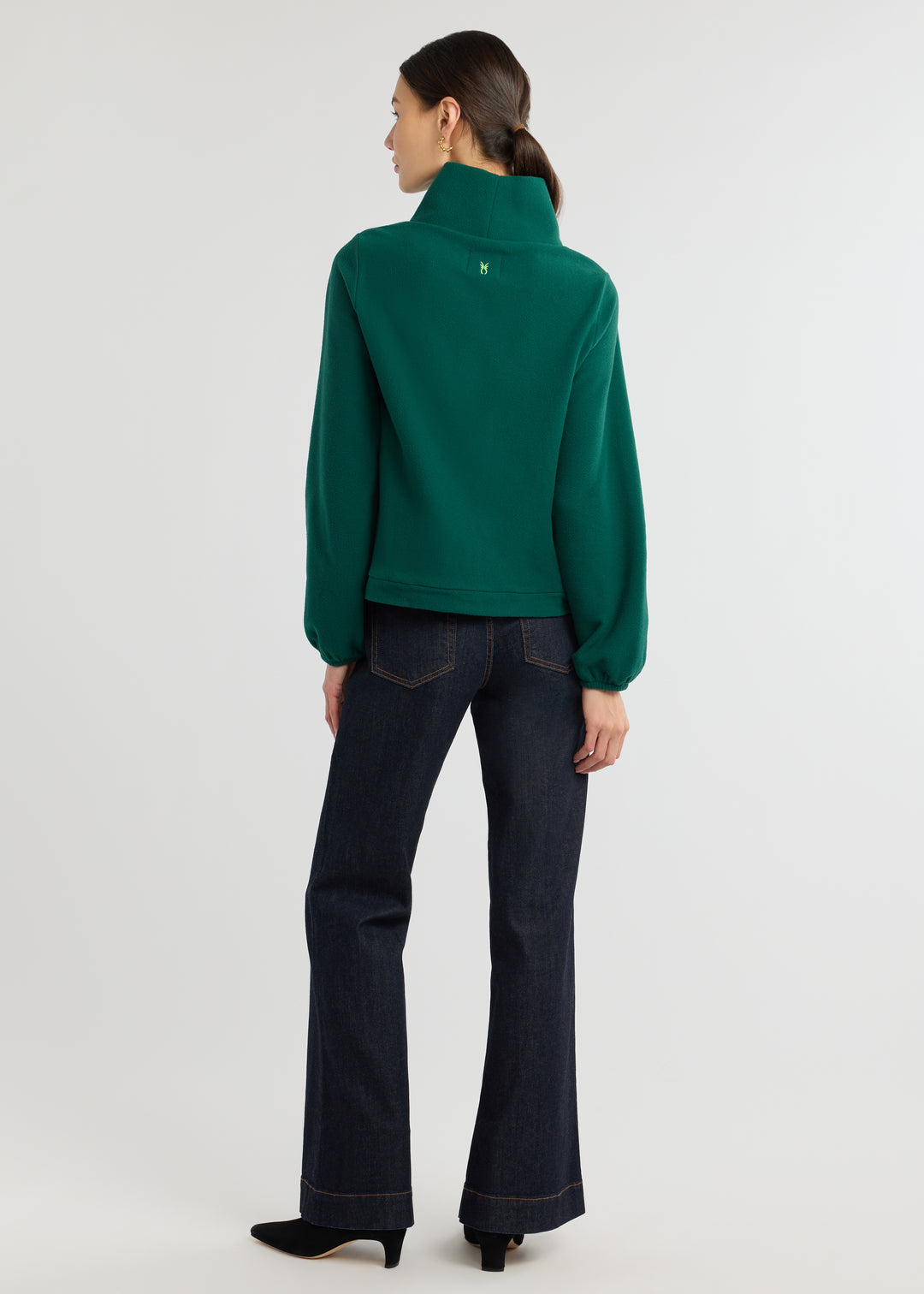 Grace Street Turtleneck in Vello Fleece (Emerald)