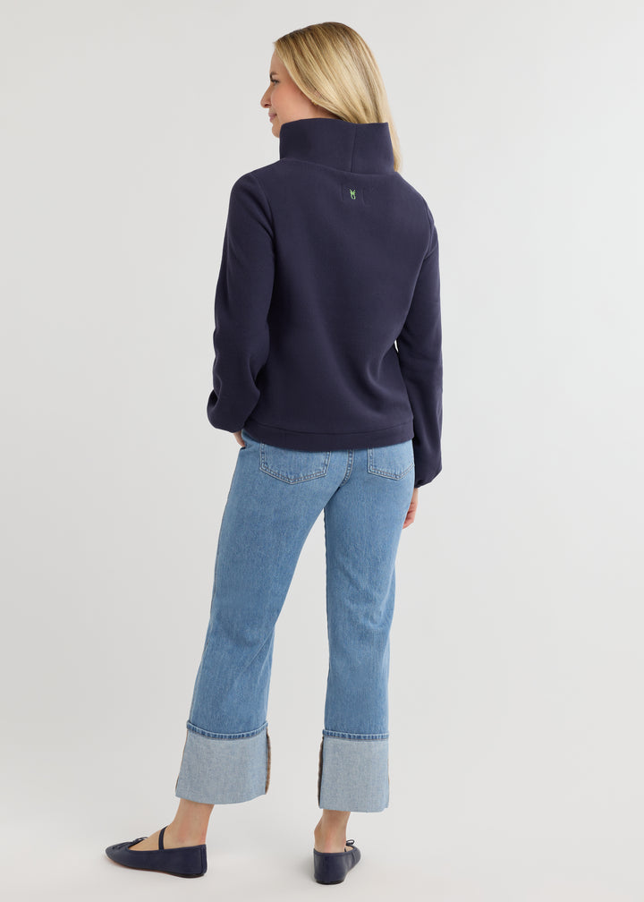 Grace Street Turtleneck in Vello Fleece (Navy)