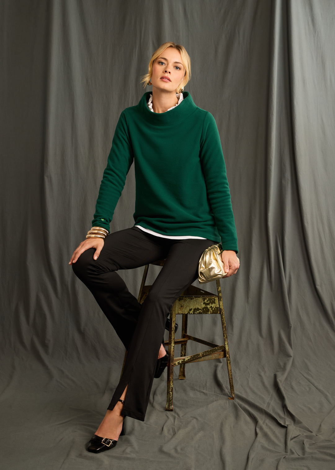 Greenpoint Boatneck in Vello Fleece (Emerald)