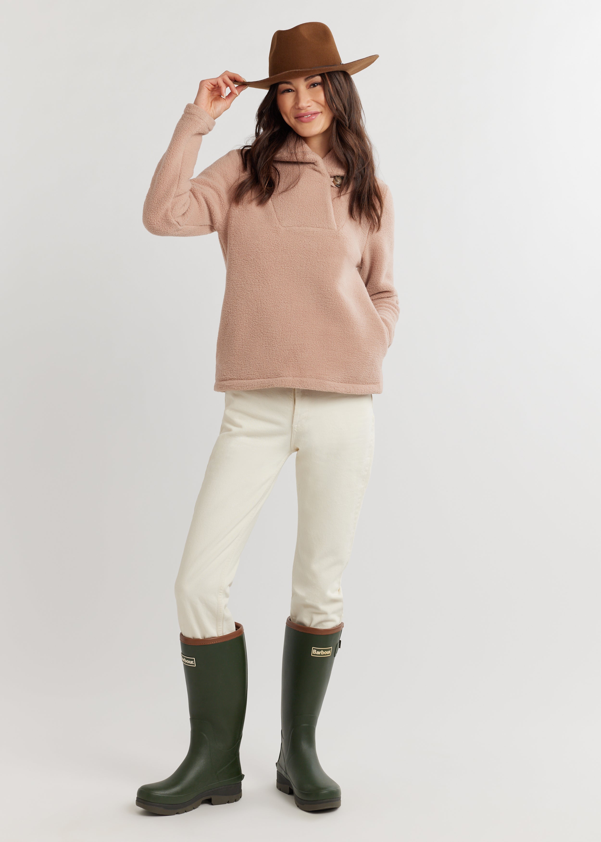 Griffith Pullover in Sherpa Fleece (Khaki) – Dudley Stephens
