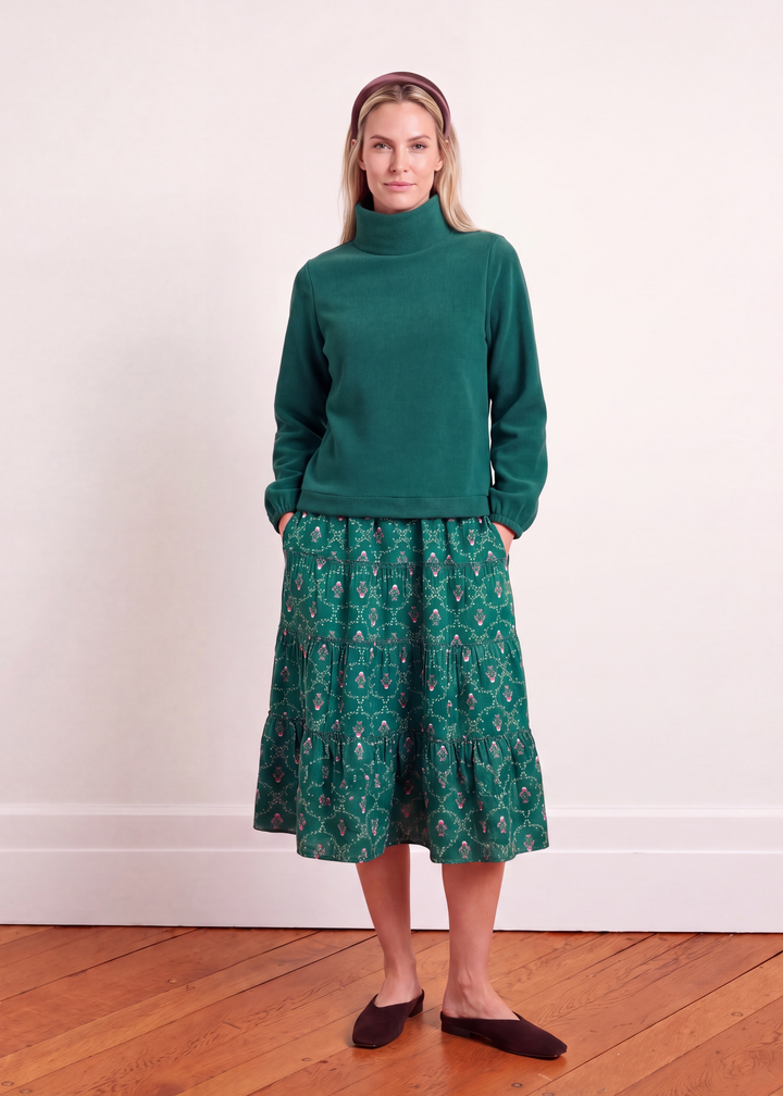 Grace Street Turtleneck in Vello Fleece (Emerald)