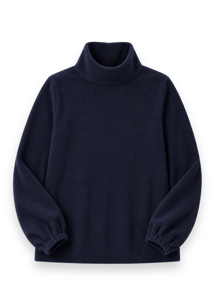 Grace Street Turtleneck in Vello Fleece (Navy)