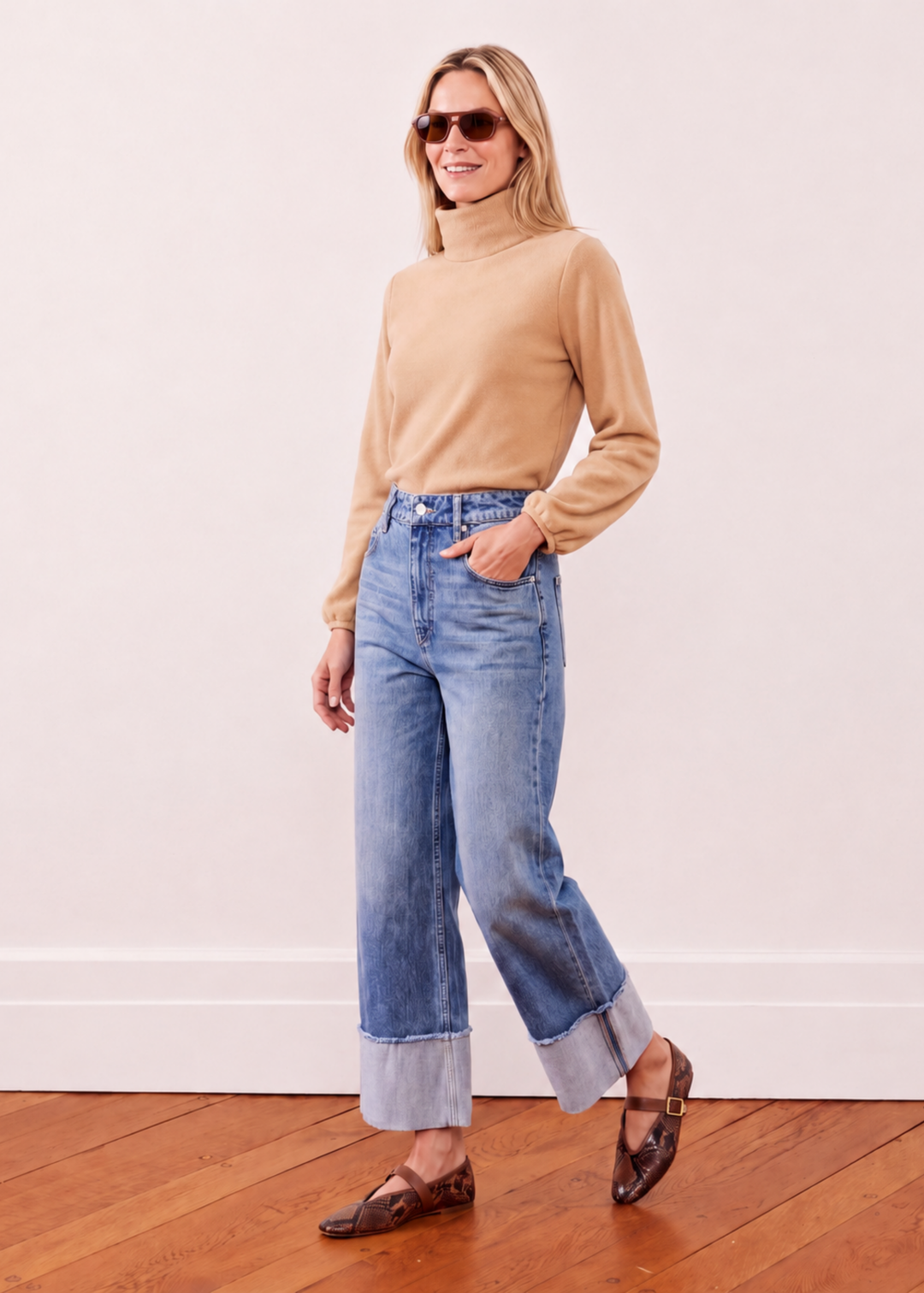 Grace Street Turtleneck in Vello Fleece (Hazelnut)