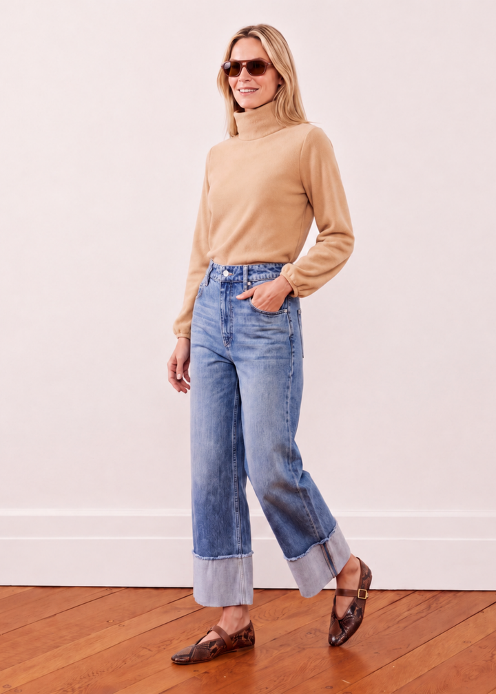 Grace Street Turtleneck in Vello Fleece (Hazelnut)