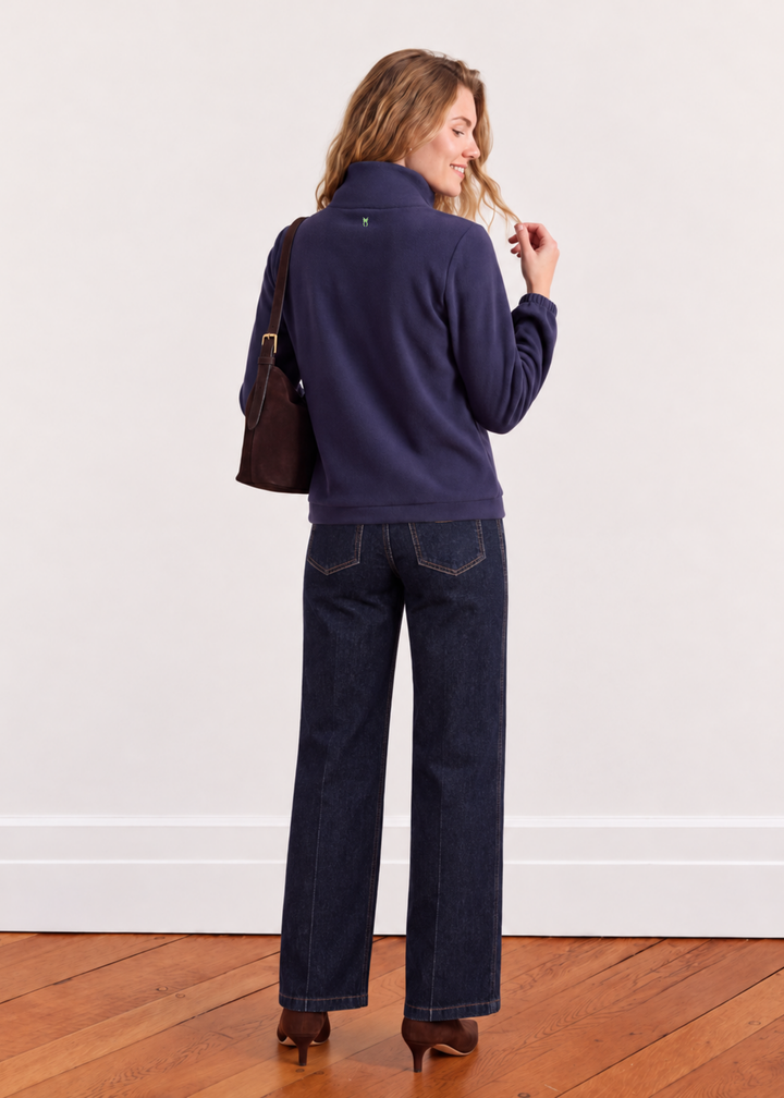 Grace Street Turtleneck in Vello Fleece (Navy)