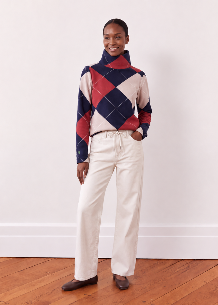 Greenpoint Turtleneck in Vello Fleece (Oversized Plaid)