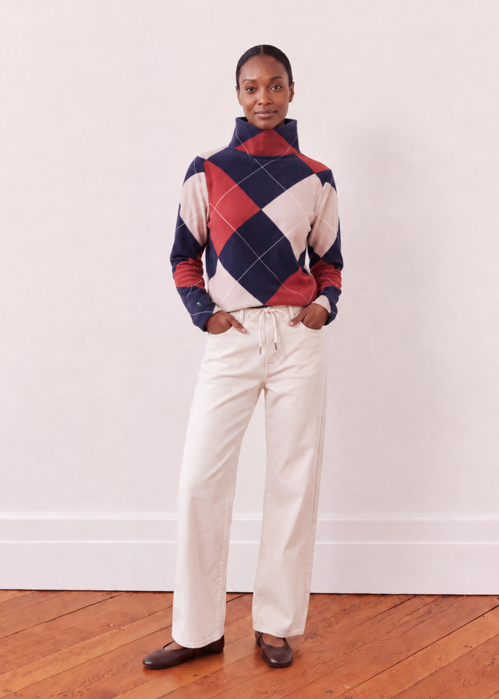 Greenpoint Turtleneck in Vello Fleece (Oversized Plaid)