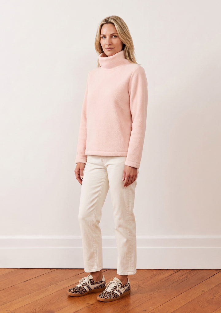 Greenpoint Turtleneck in Sherpa Fleece (Powder Blush)