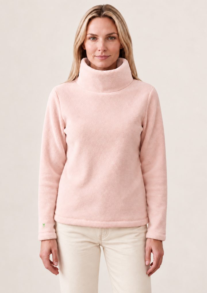 Greenpoint Turtleneck in Sherpa Fleece (Powder Blush)