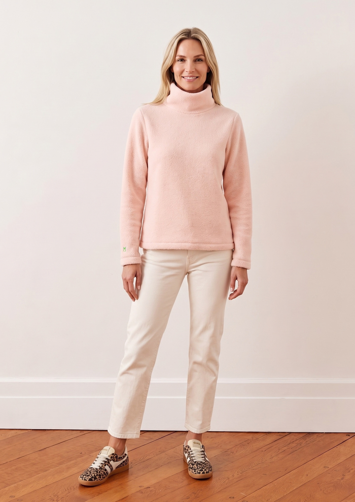 Greenpoint Turtleneck in Sherpa Fleece (Powder Blush)