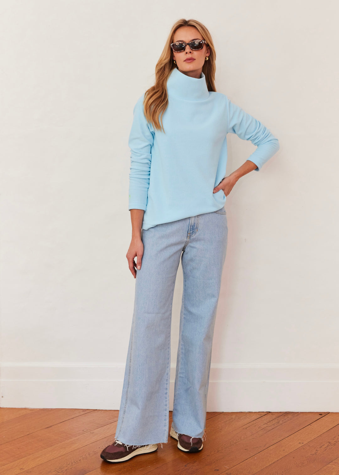 Greenpoint Turtleneck in Terry Fleece (Crystal Blue)