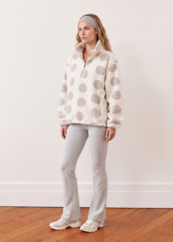 Hartley Pullover in Sherpa Fleece (Cream/Chateau Grey Dot)