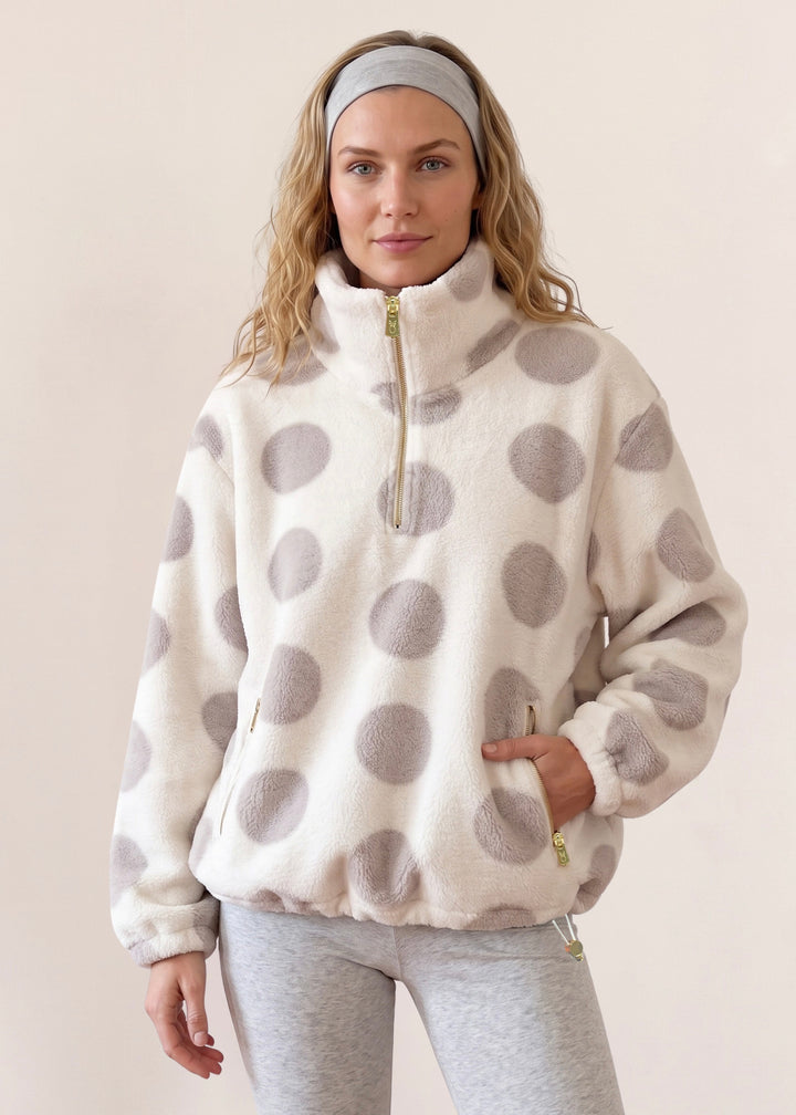 Hartley Pullover in Sherpa Fleece (Cream/Chateau Grey Dot)