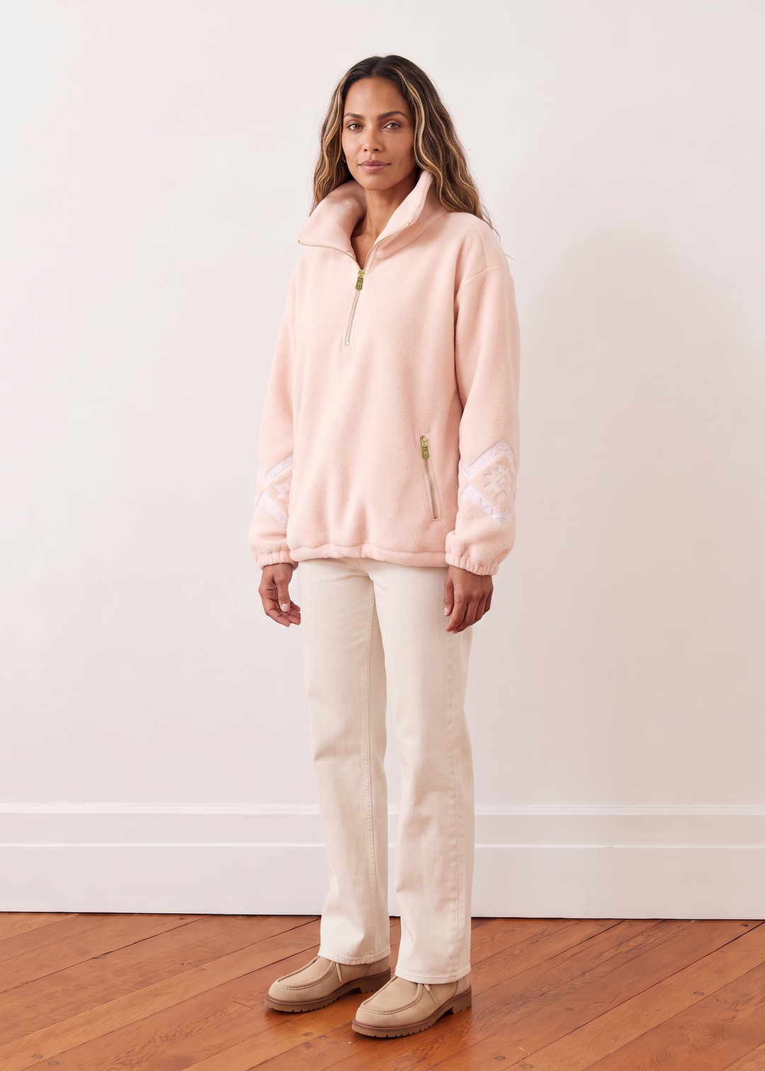 Hartley Pullover in Sherpa Fleece (Powder Blush)