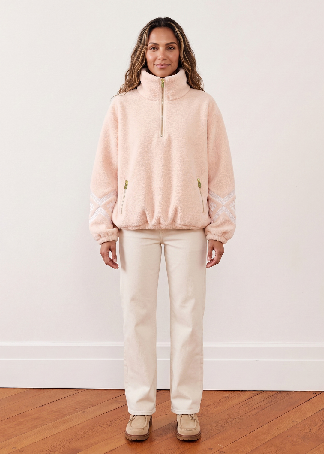 Hartley Pullover in Sherpa Fleece (Powder Blush)