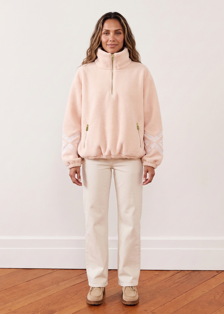 Hartley Pullover in Sherpa Fleece (Powder Blush)