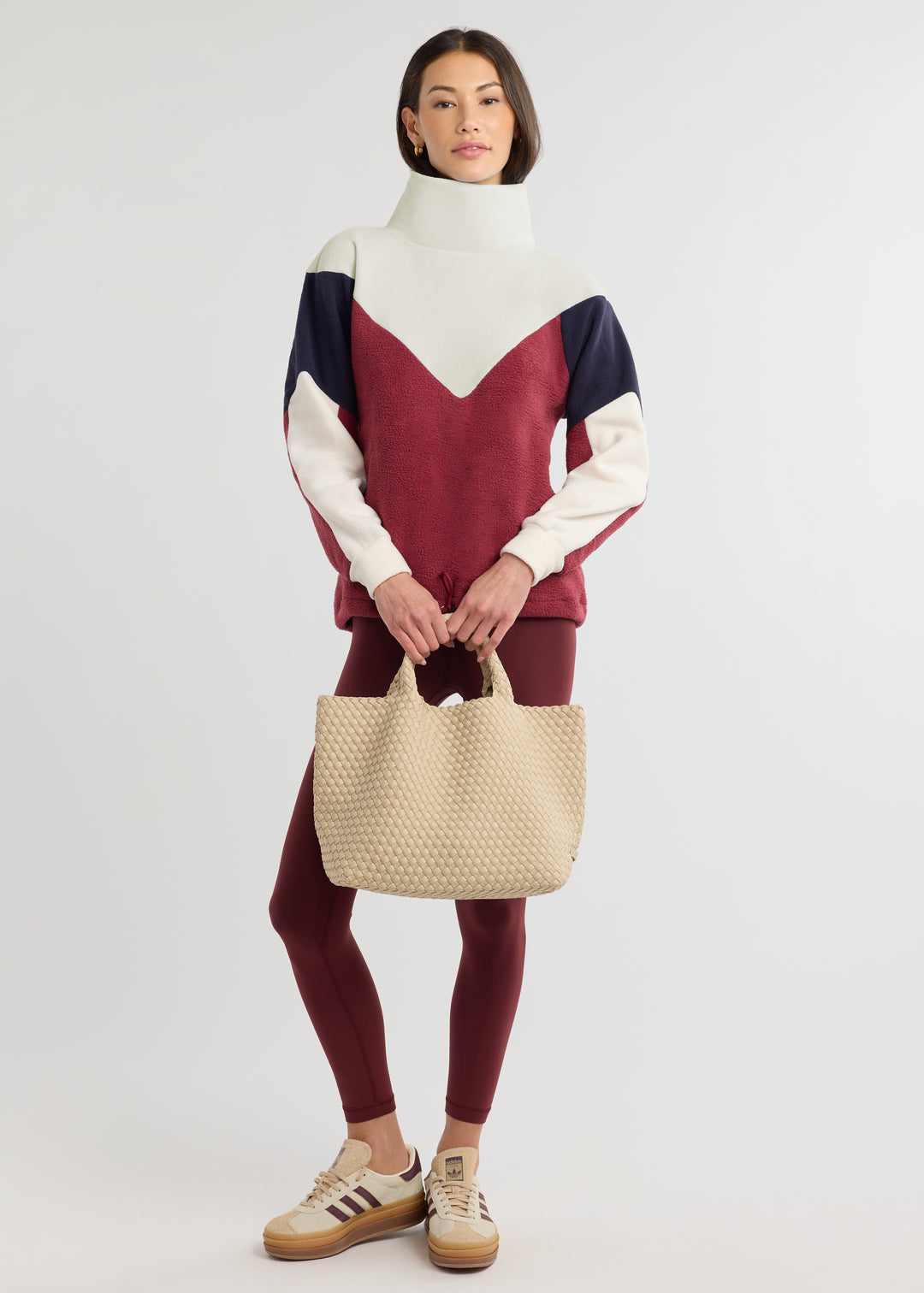 Isla Pullover in Sherpa/Vello Fleece (Burgundy Multi)