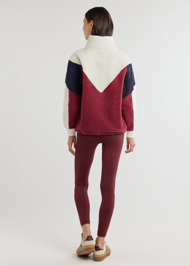 Isla Pullover in Sherpa/Vello Fleece (Burgundy Multi)