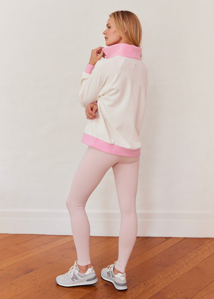 Ingrid Pullover in Terry Fleece (Cream/Prism Pink)