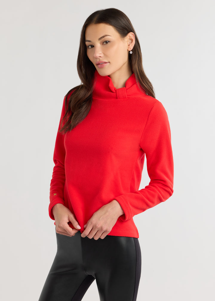 Juliet Turtleneck in Vello Fleece (Cherry Red)