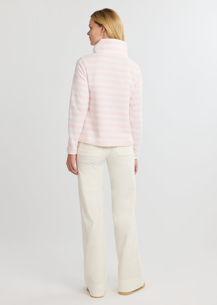 Juliet Turtleneck in Vello Fleece (Pink/White Stripe)