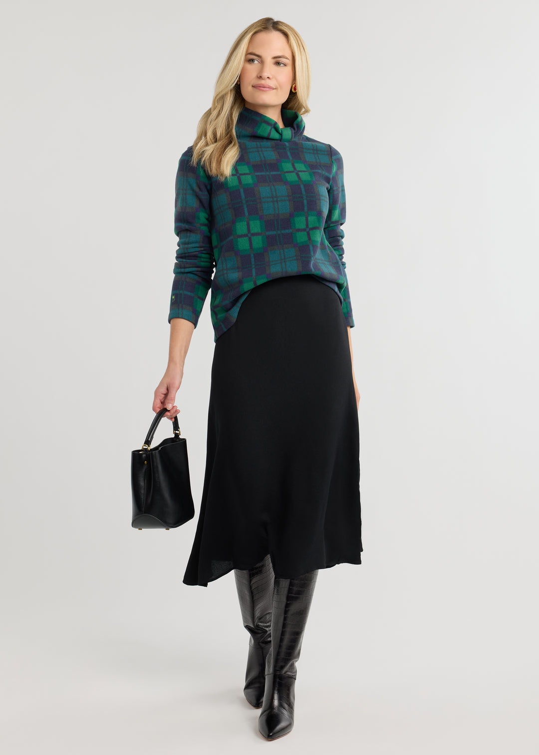 Juliet Turtleneck in Vello Fleece (Winter Tartan)