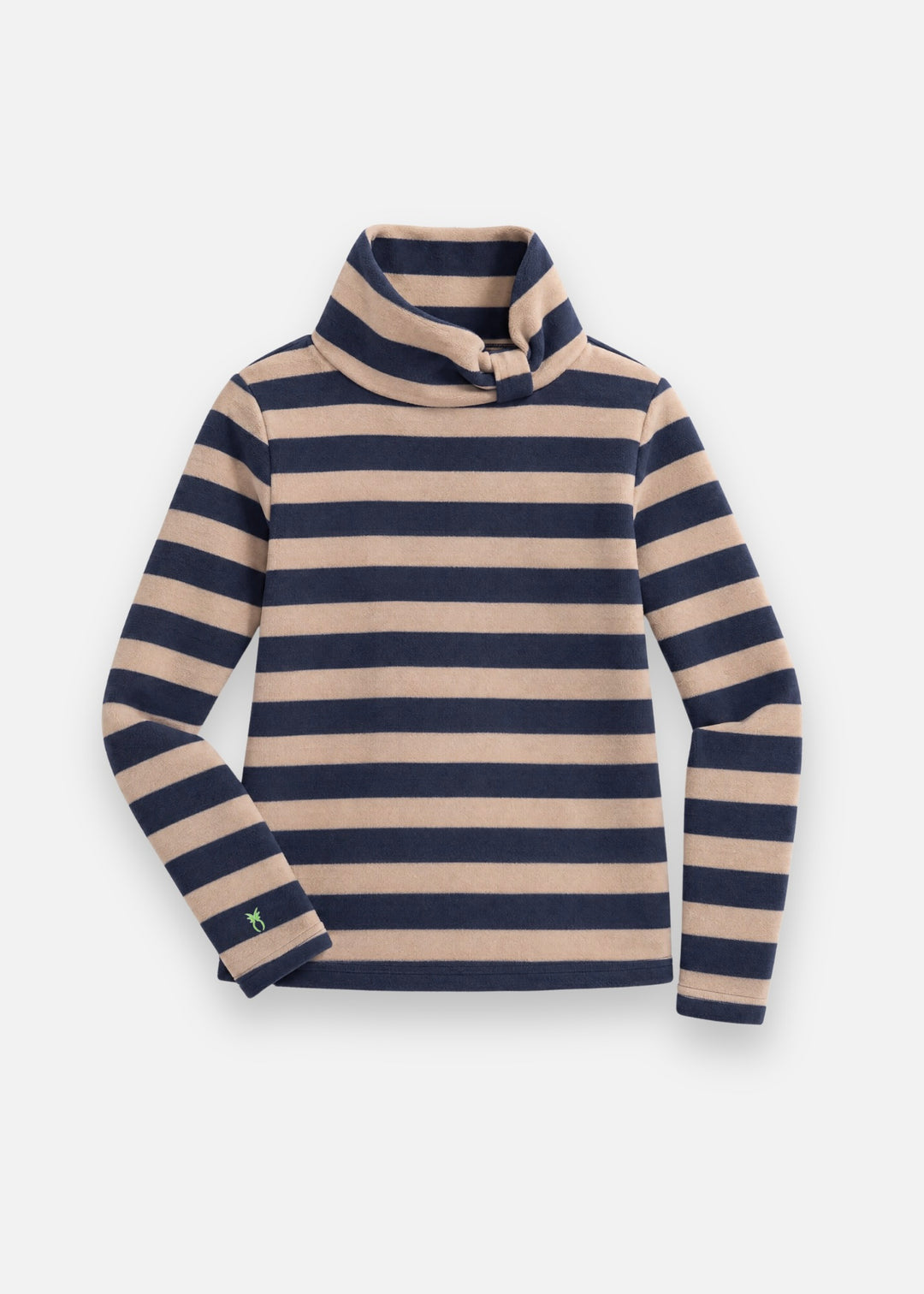 Juliet Turtleneck in Vello Fleece (Navy/Tan Stripe)