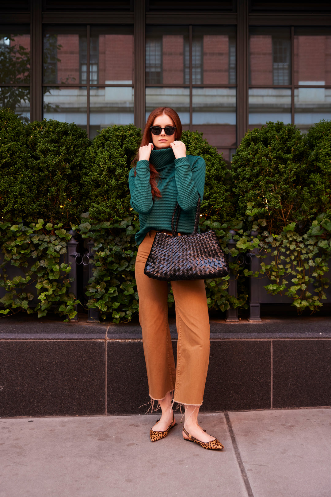 Park Slope Turtleneck in Waffle (Woodland Green)