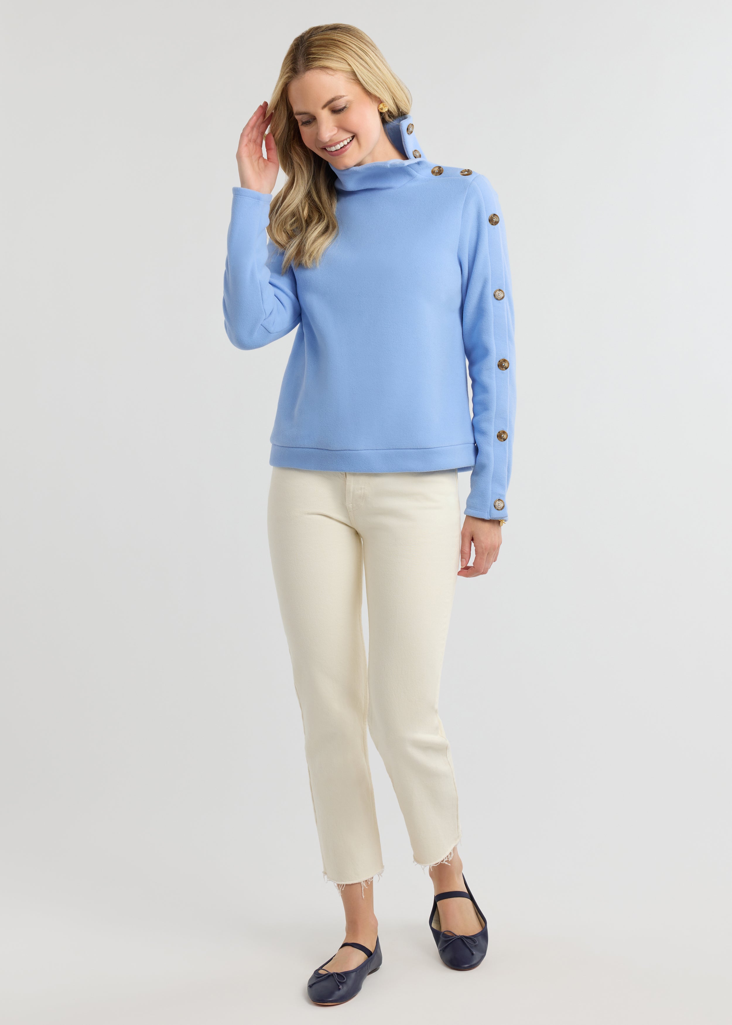 Kathleen Turtleneck in Vello Fleece (Periwinkle) – Dudley Stephens