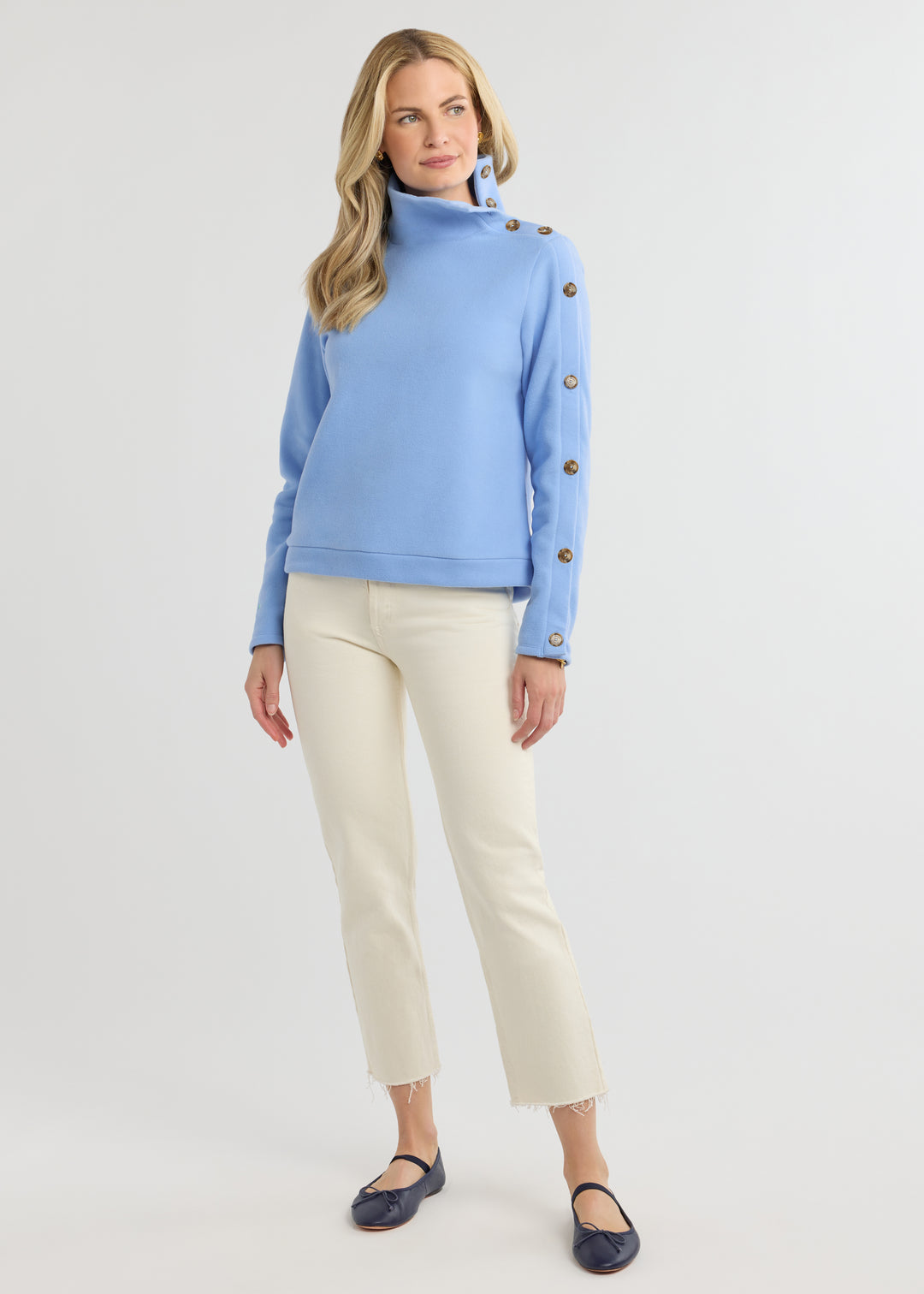 Kathleen Turtleneck in Vello Fleece (Periwinkle)