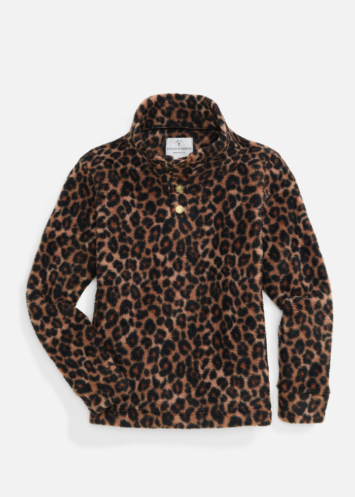 Kids Wellesley Pullover in Sherpa Fleece (Leopard)