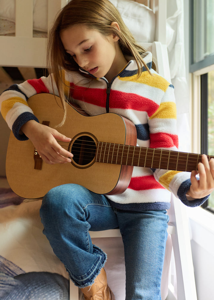 Kids Windabout Pullover in Sherpa Fleece (Camp Stripe)