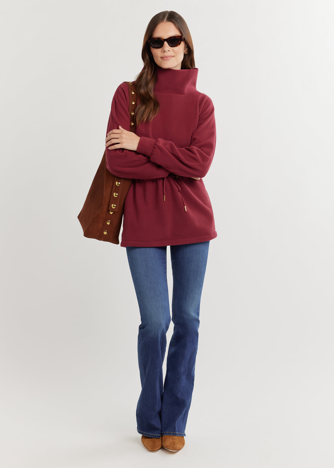 Lena Tunic in Vello Fleece (Burgundy)