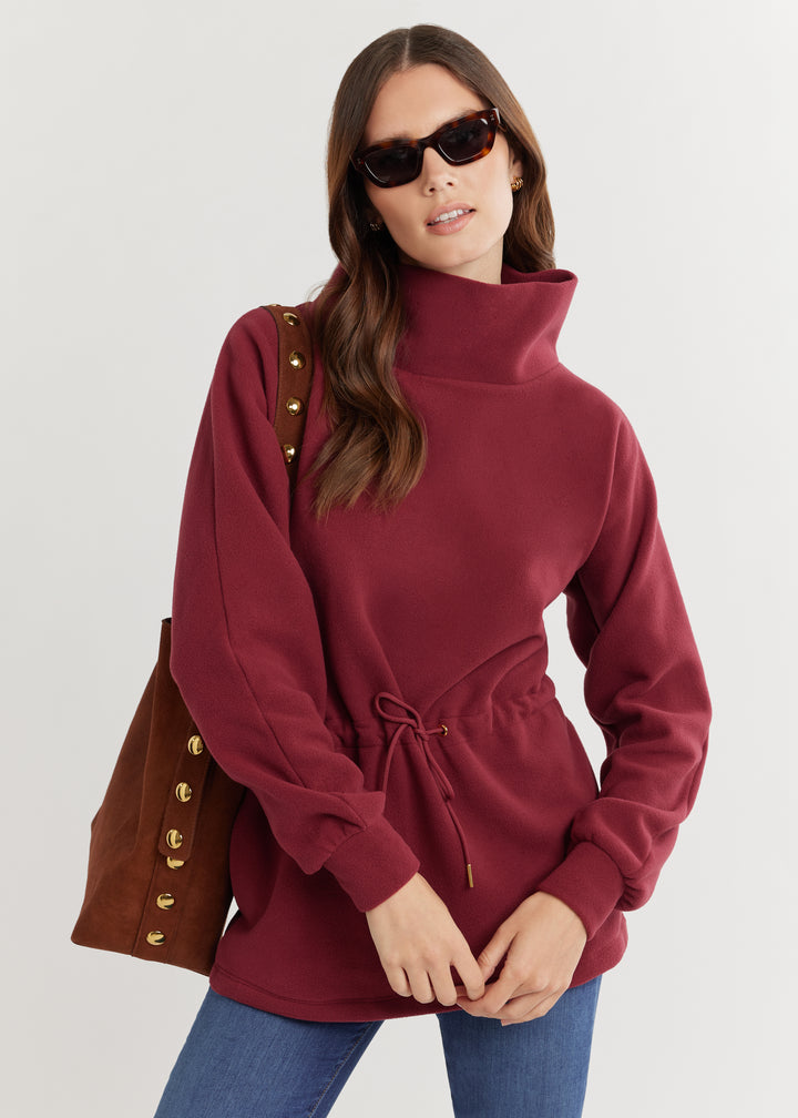 Lena Tunic in Vello Fleece (Burgundy)