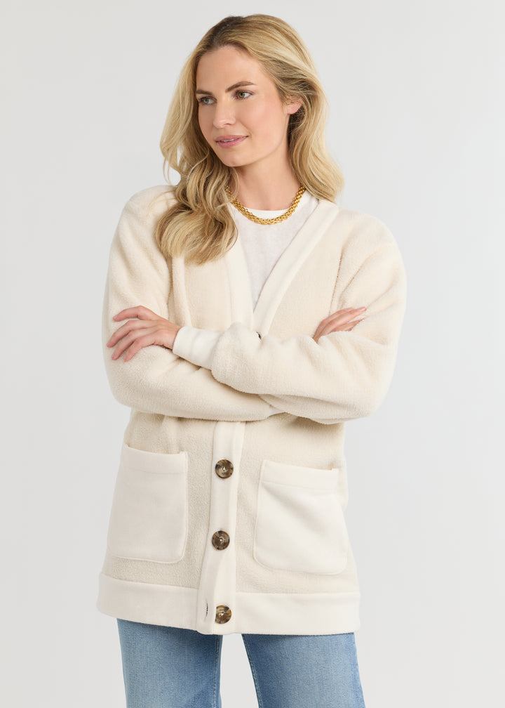 Maeve Cardigan in Sherpa Fleece (Cream)