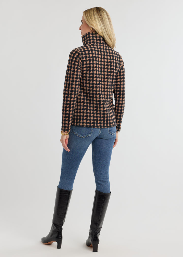 Manchester Pullover in Vello Fleece (Camel/Black Houndstooth)