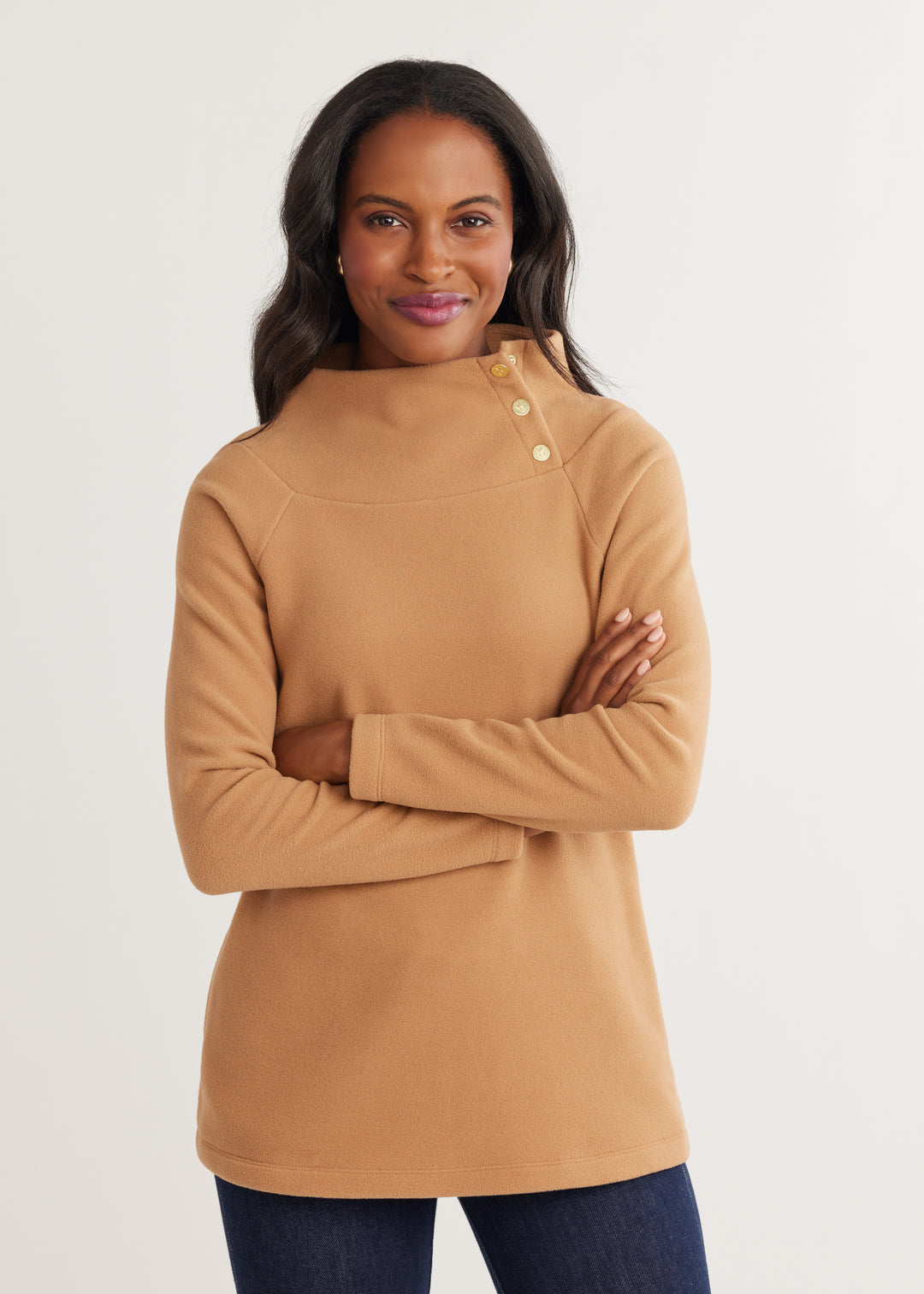 Merino Wool Ladies Camel Polo Neck Jumper Camel Polo Clearance