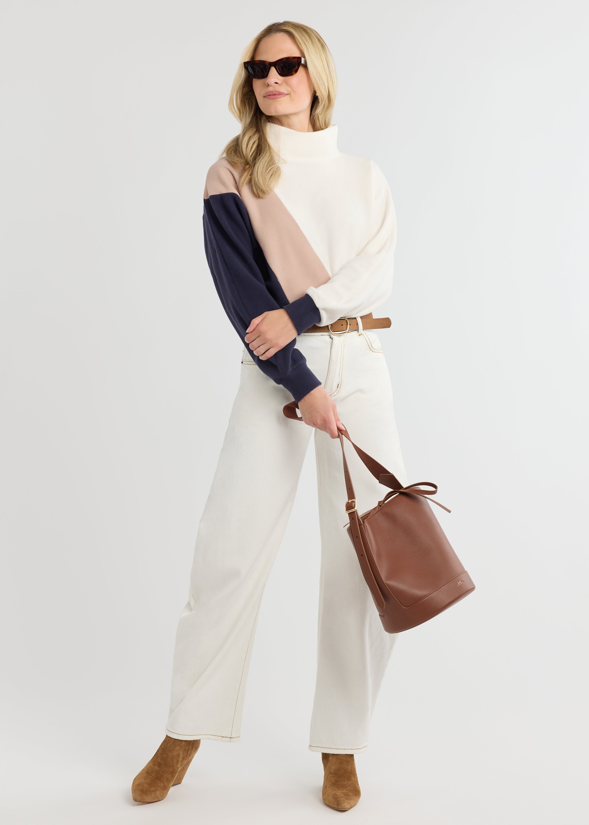 Marion Mock Neck in Vello Fleece (Cream Multi) – Dudley Stephens
