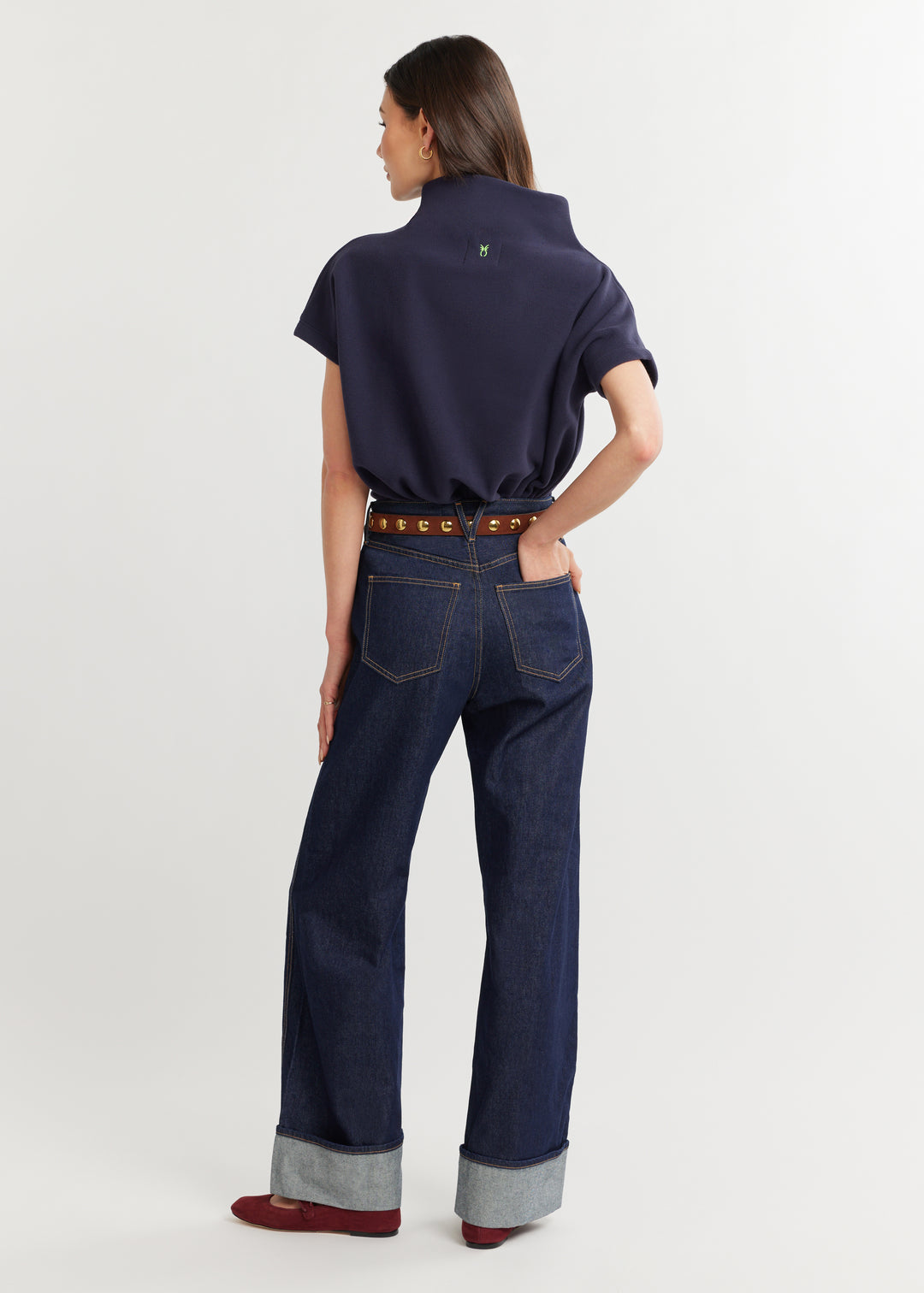 Marks Street Mock Neck in Vello Fleece (Navy)