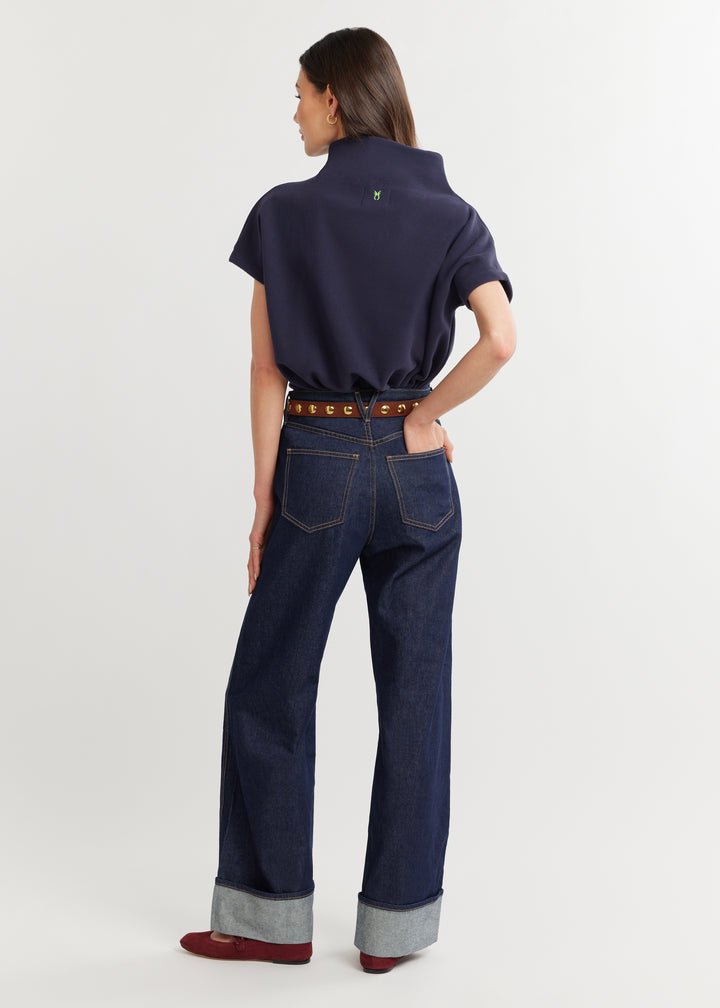 Marks Street Mock Neck in Vello Fleece (Navy)