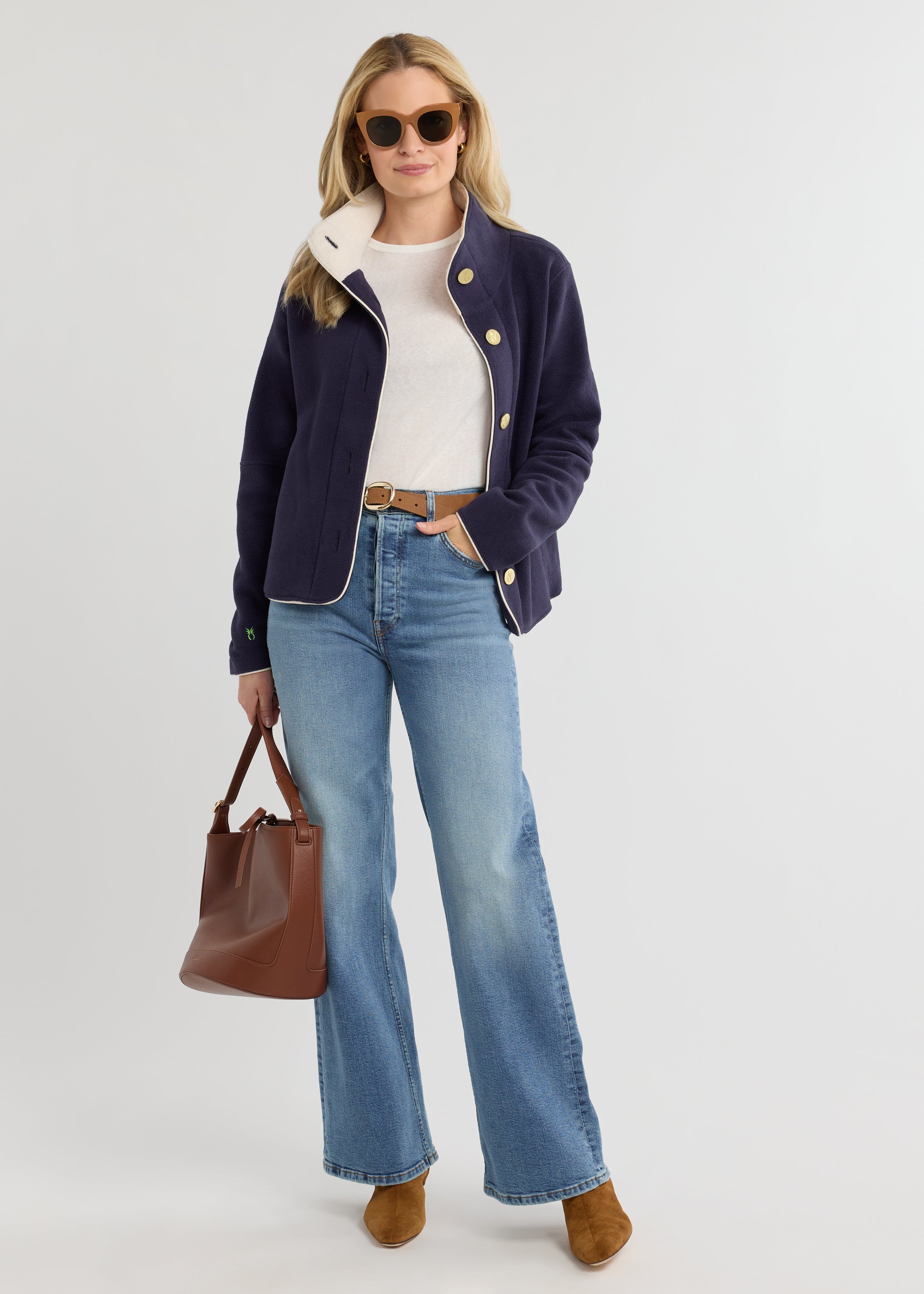 Marlowe Blazer in Double Layer Vello Fleece (Navy) – Dudley Stephens