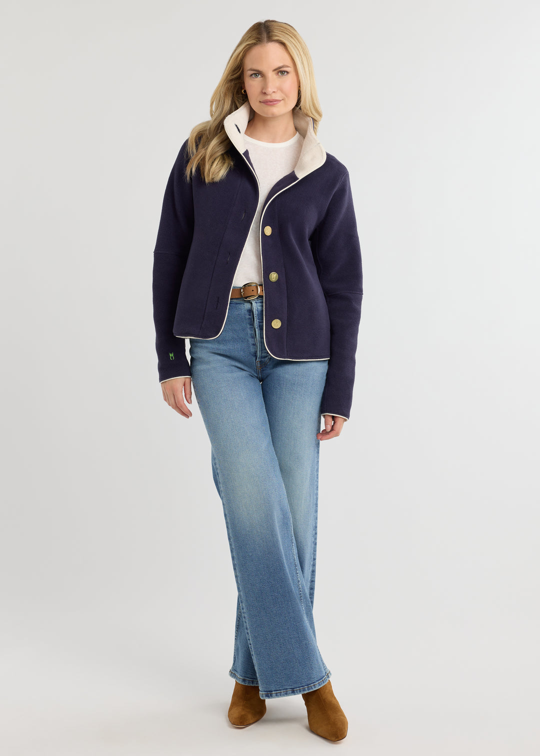 Marlowe Blazer in Double Layer Vello Fleece (Navy)