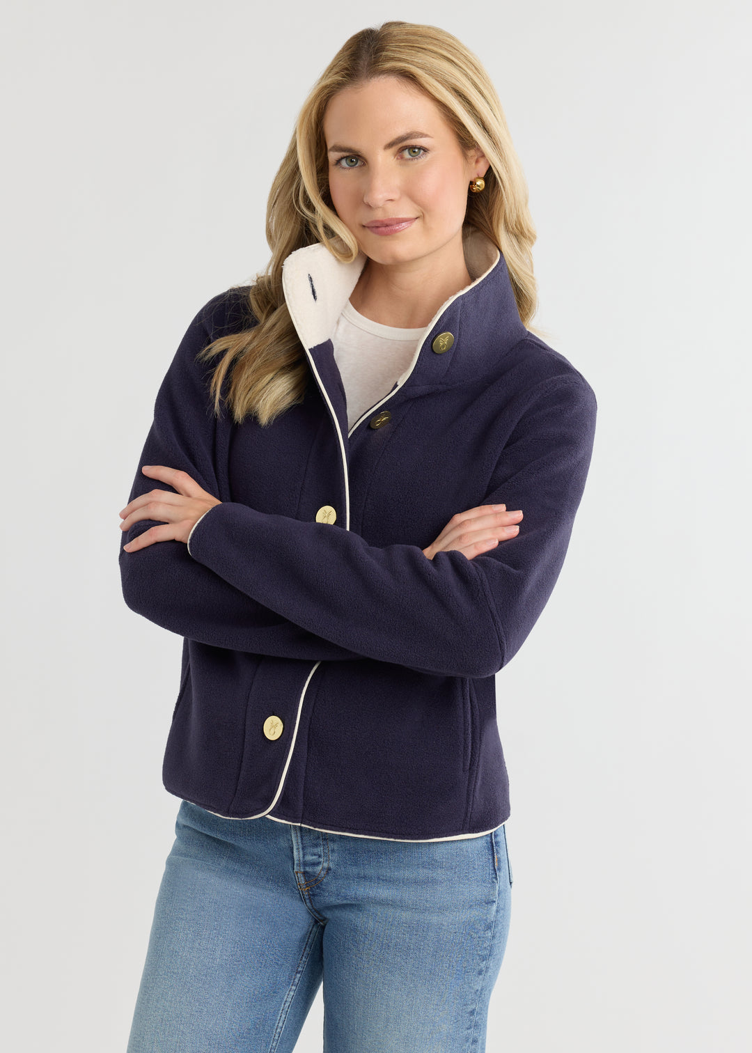 Marlowe Blazer in Double Layer Vello Fleece (Navy)
