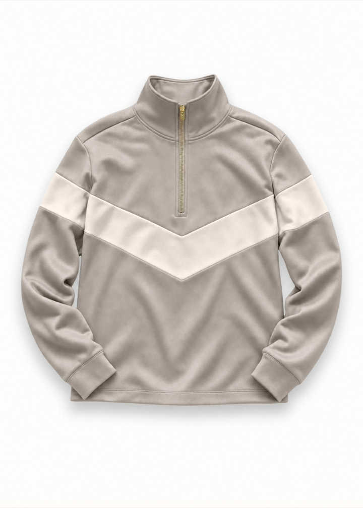 Madeline Pullover in Scuba Fleece (Chateau Grey/Cream)