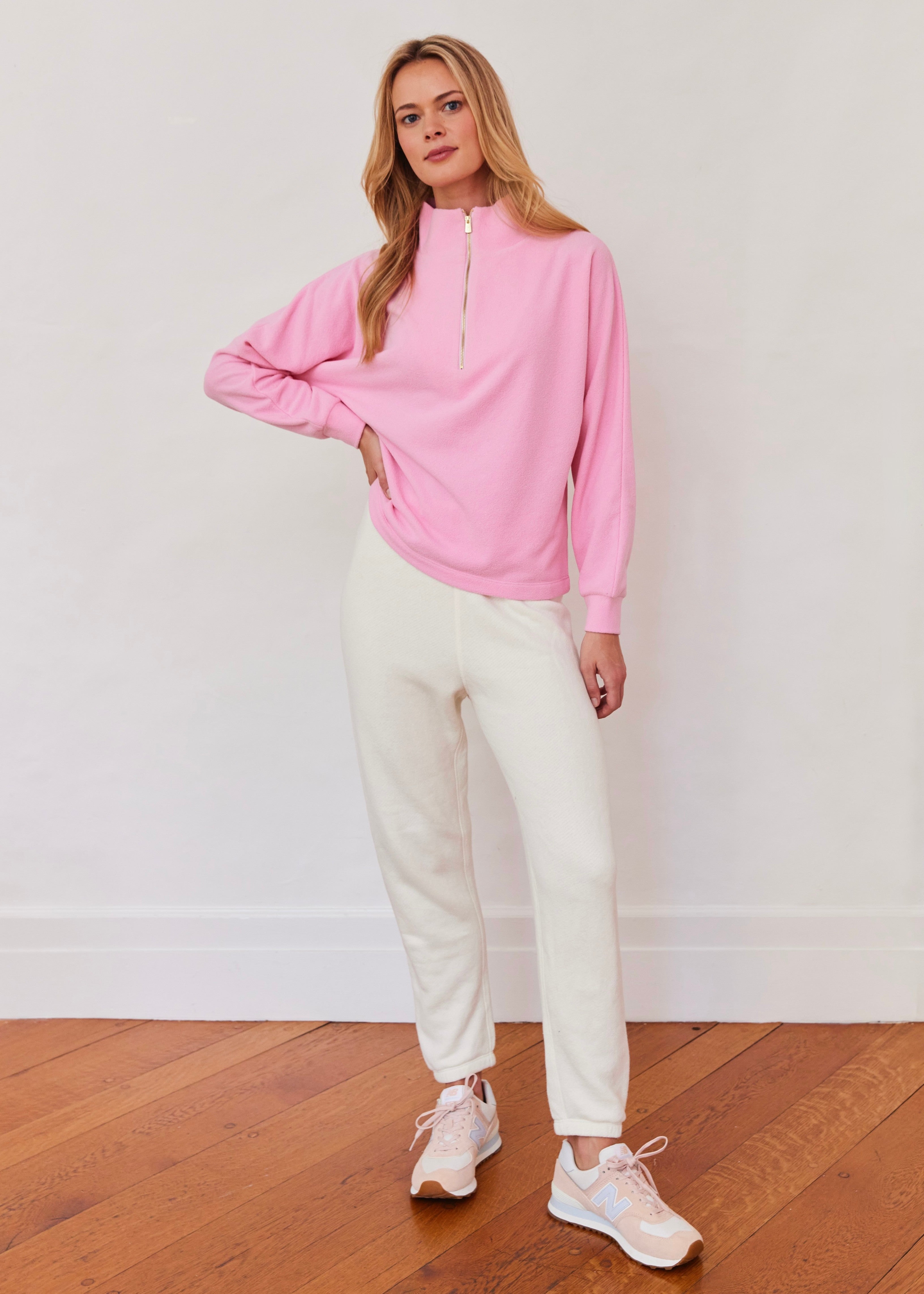 Marion Zip Pullover in Terry Fleece (Prism Pink) – Dudley Stephens