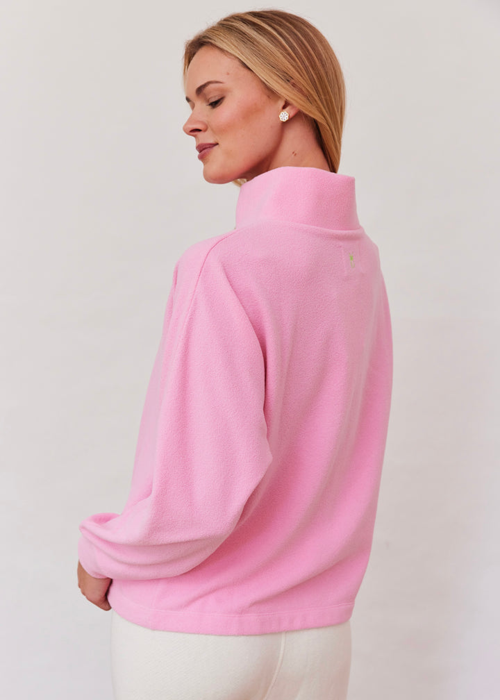 Marion Zip Pullover in Terry Fleece (Prism Pink)