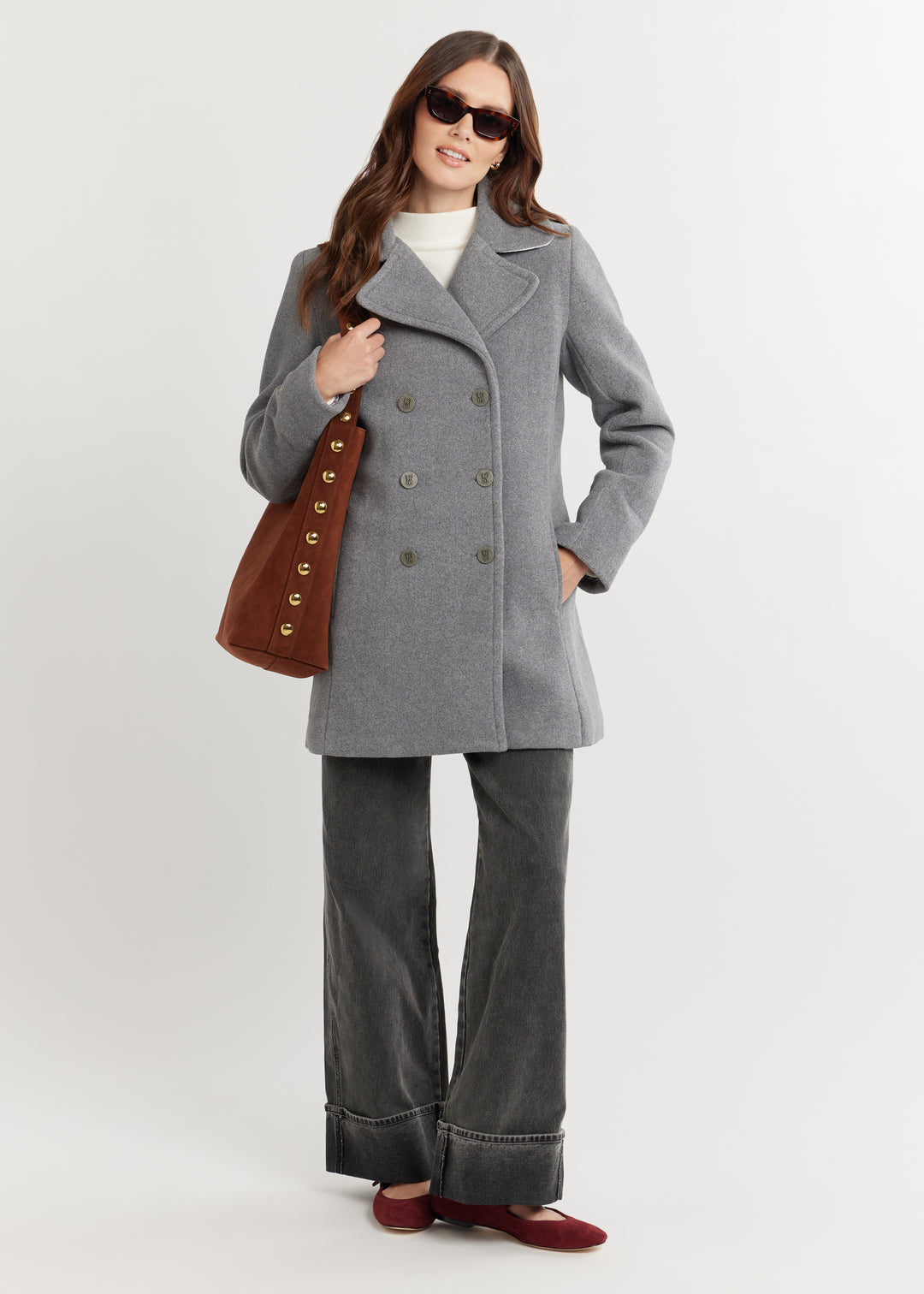 Navy Pier Peacoat in Double Layer Vello Fleece (Charcoal Grey)