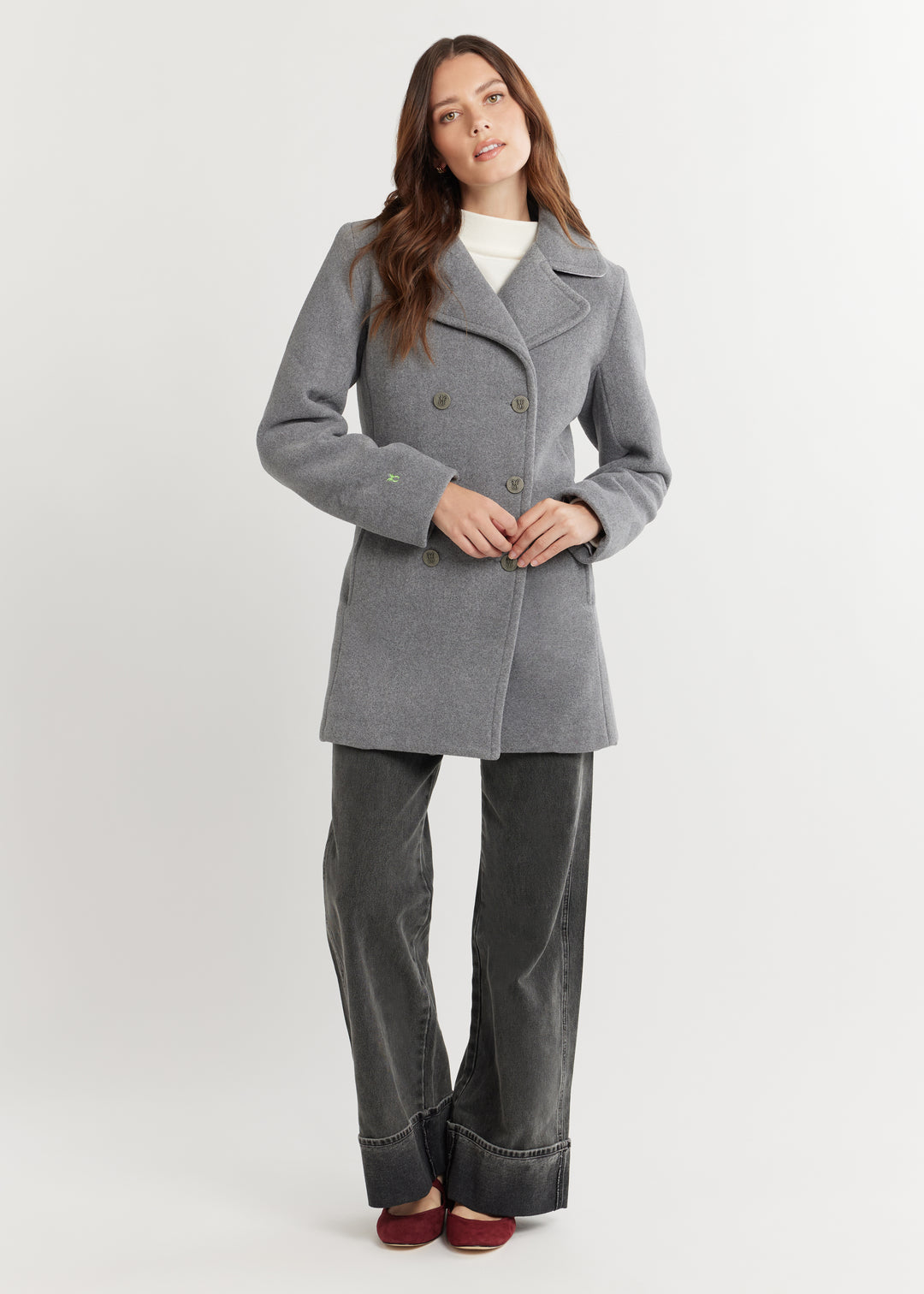 Navy Pier Peacoat in Double Layer Vello Fleece (Charcoal Grey)