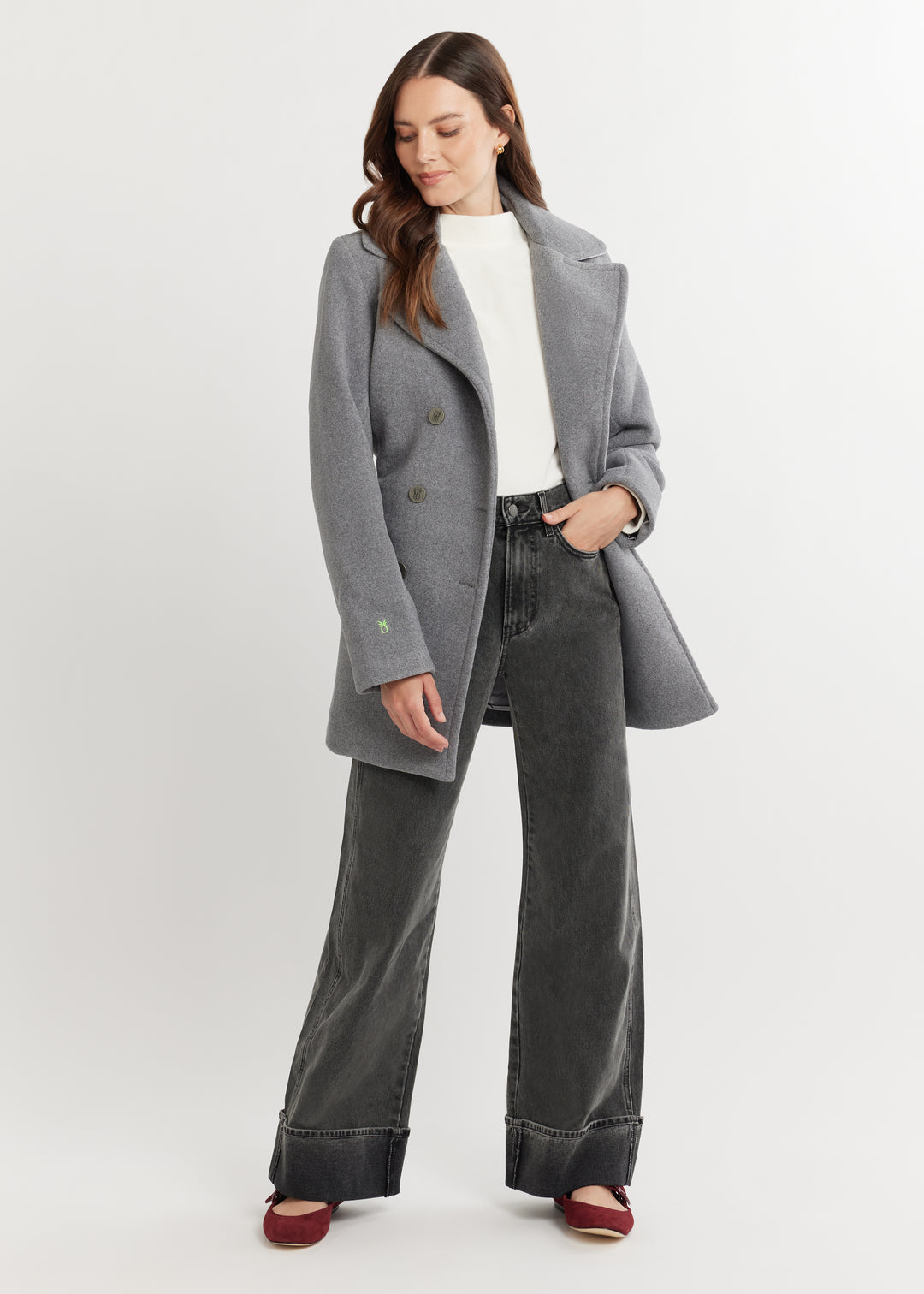 Navy Pier Peacoat in Double Layer Vello Fleece (Charcoal Grey)